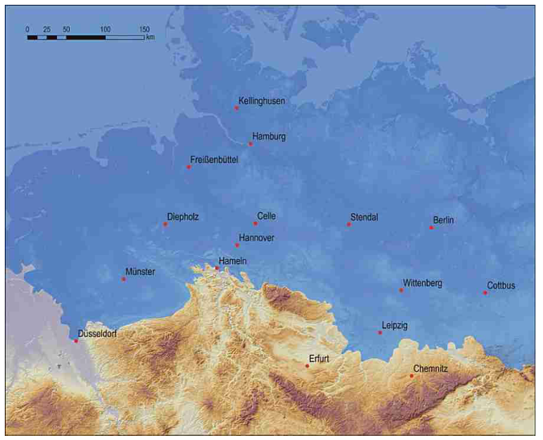 Maximaler Vorstoß der Gletscher in der Saale-Kaltzeit (Quelle: Böse et al. 2018).