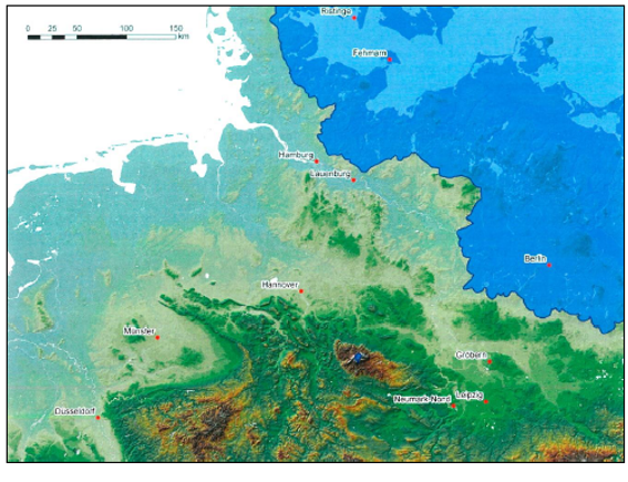 Maximaler Vorstoß der Gletscher in der Weichsel-Kaltzeit (Quelle: Ehlers 2020).